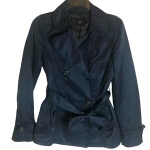 It Michaa Cropped Navy Blue Belted Jacket Size S